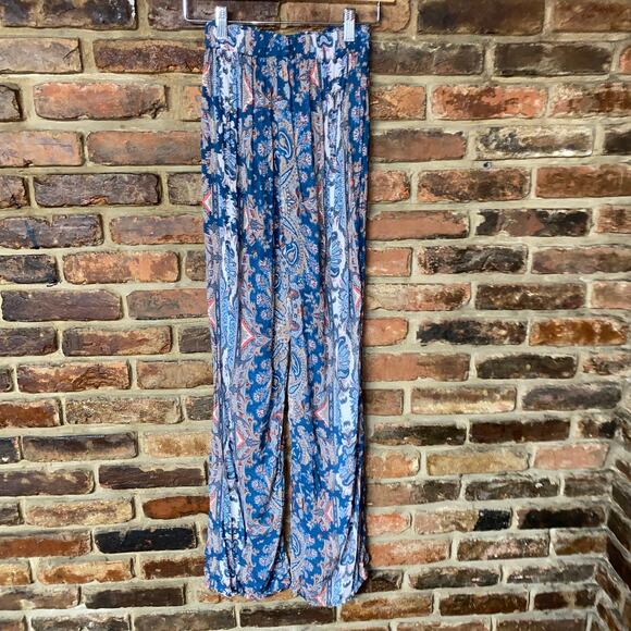 Women's Multicolored Paisley Floral Wide Leg Pull-On Pleated Pants Size US 6 - Picture 1 of 6